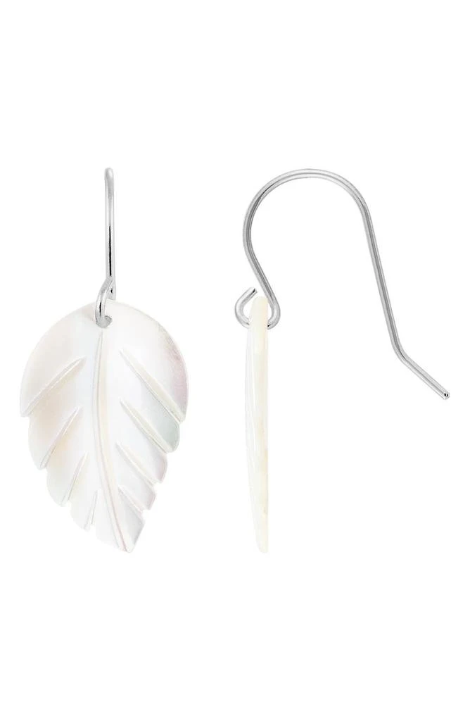 商品Splendid Pearls|Rhodium Plated Sterling Silver Freshwater Cultured Pearl Leaf Earrings,价格¥188,第1张图片