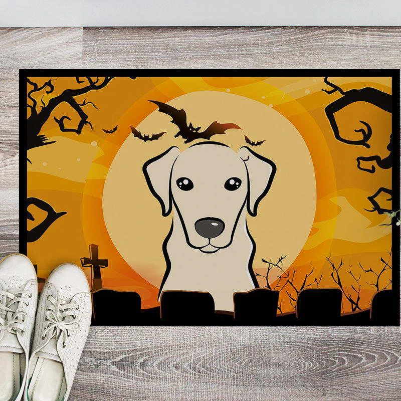 商品Caroline's Treasures|24 in x 36 in Halloween Yellow Labrador Door Mat Indoor/Outdoor,价格¥307,第2张图片详细描述