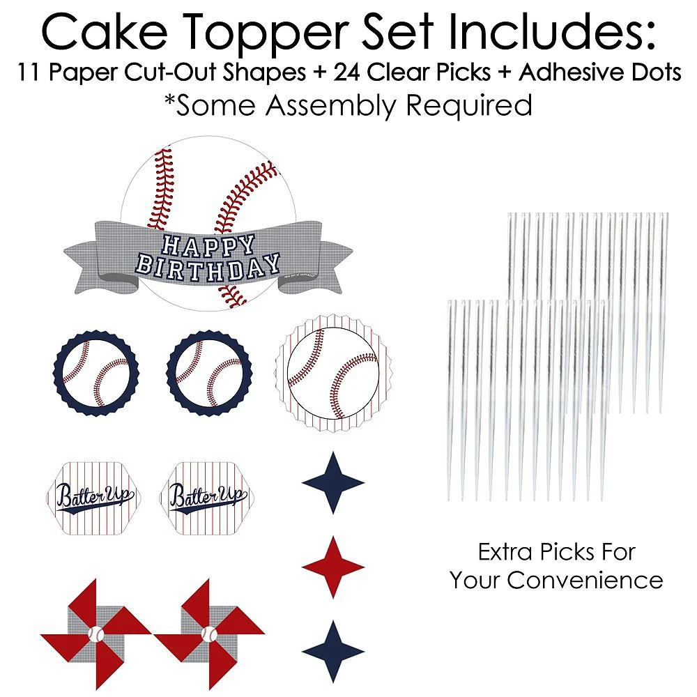 商品Big Dot of Happiness|Batter Up - Baseball - Birthday Party Cake Decorating Kit Cake Topper Set 11 Pc,价格¥120,第3张图片详细描述