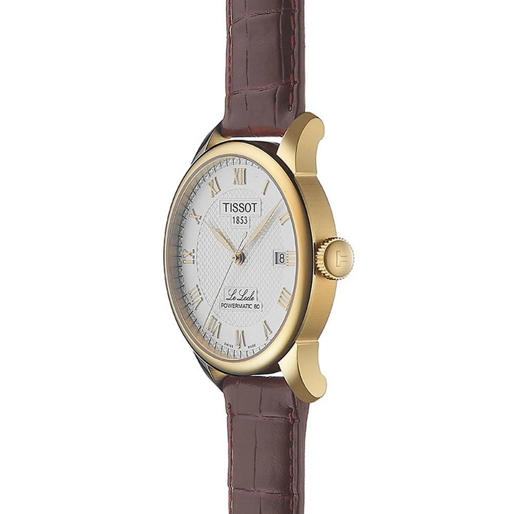 商品Tissot|Men's Swiss Automatic Le Locle Brown Leather Strap Watch 40mm,价格¥5153,第4张图片详细描述