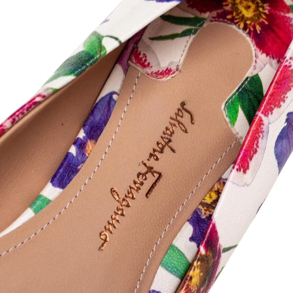Salvatore Ferragamo Multicolor Floral Print Leather Avola Bow Ballet Flats Size 36  商品