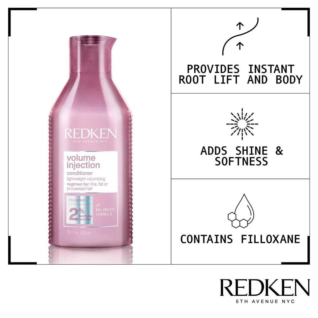 商品Redken|Redken Volume Injection Shampoo 300ml and Volume Injection Conditioner 250ml Duo,价格¥259,第4张图片详细描述