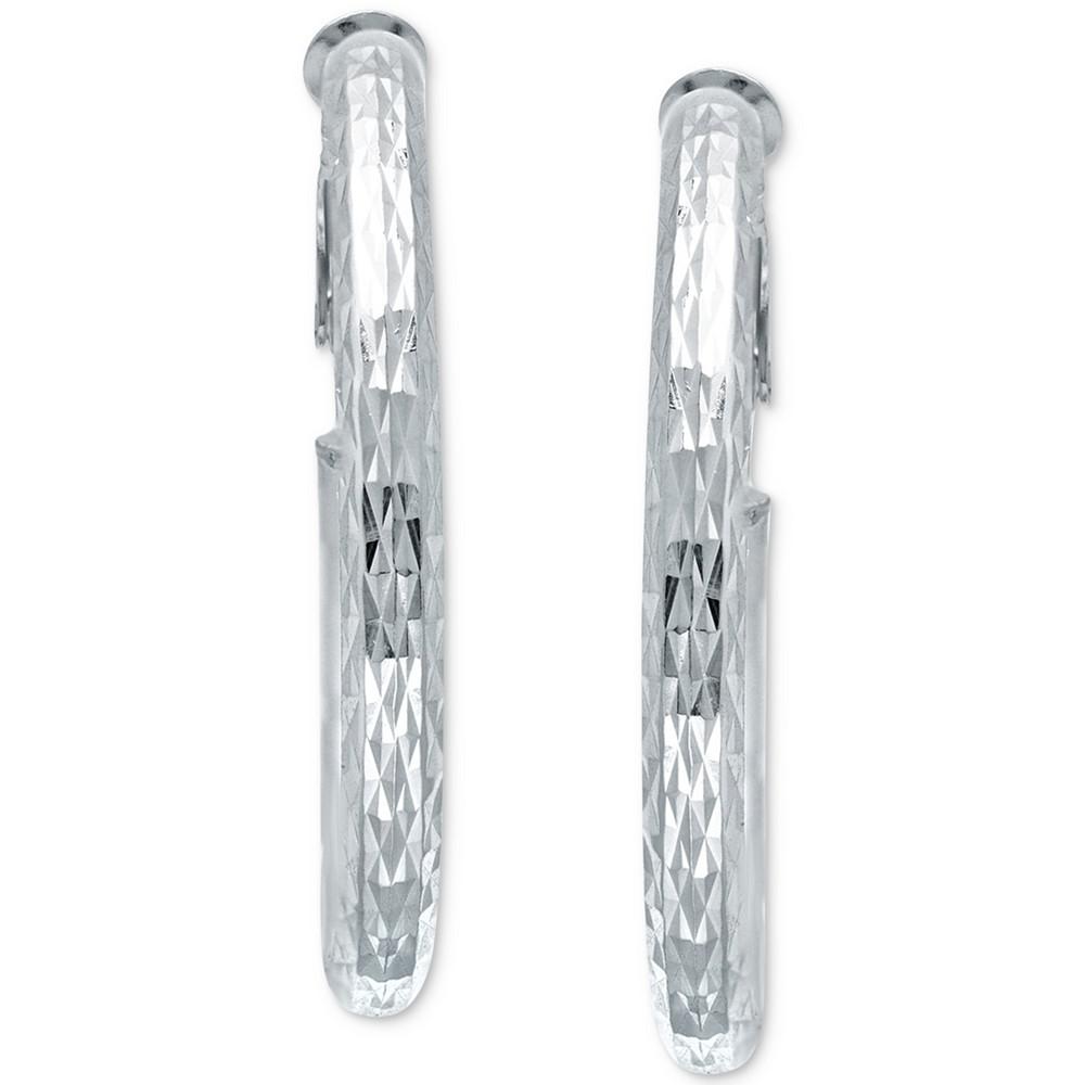 Medium Patterned Hoop Earrings in Sterling Silver, 40mm, Created for Macy's商品第3张图片规格展示