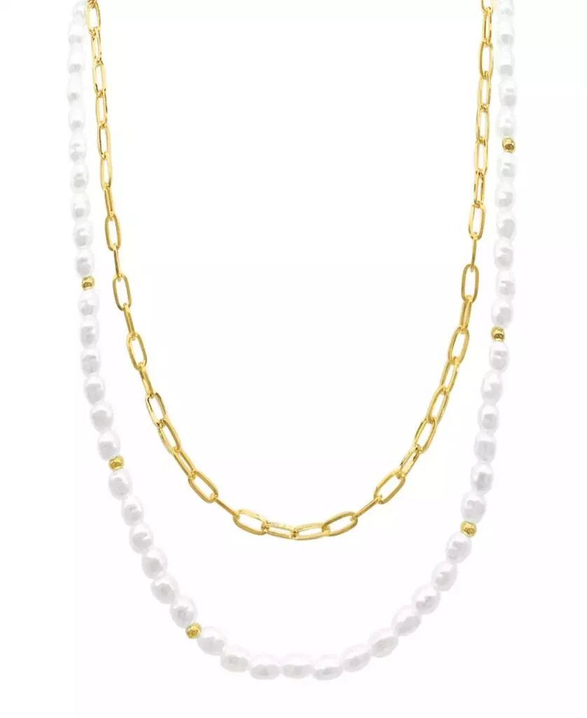 商品ADORNIA|Gold-Tone Imitation Pearl & Paperclip Two-Row Layered Necklace, 17" + 3" extender,价格¥223,第1张图片