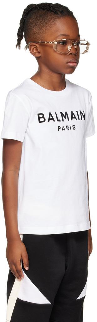 商品Balmain|Kids White Flocked T-Shirt,价格¥1421,第4张图片详细描述