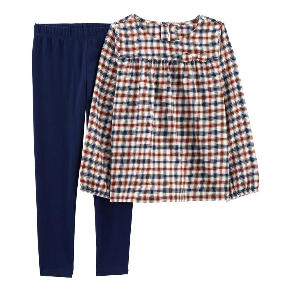 商品Carter's|Little Girls Long Sleeve Plaid Top and Leggings, 2-Piece Set,价格¥149,第1张图片