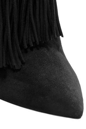 商品Yves Saint Laurent|Tanger leather-trimmed tasseled suede ankle boots,价格¥7883,第3张图片详细描述