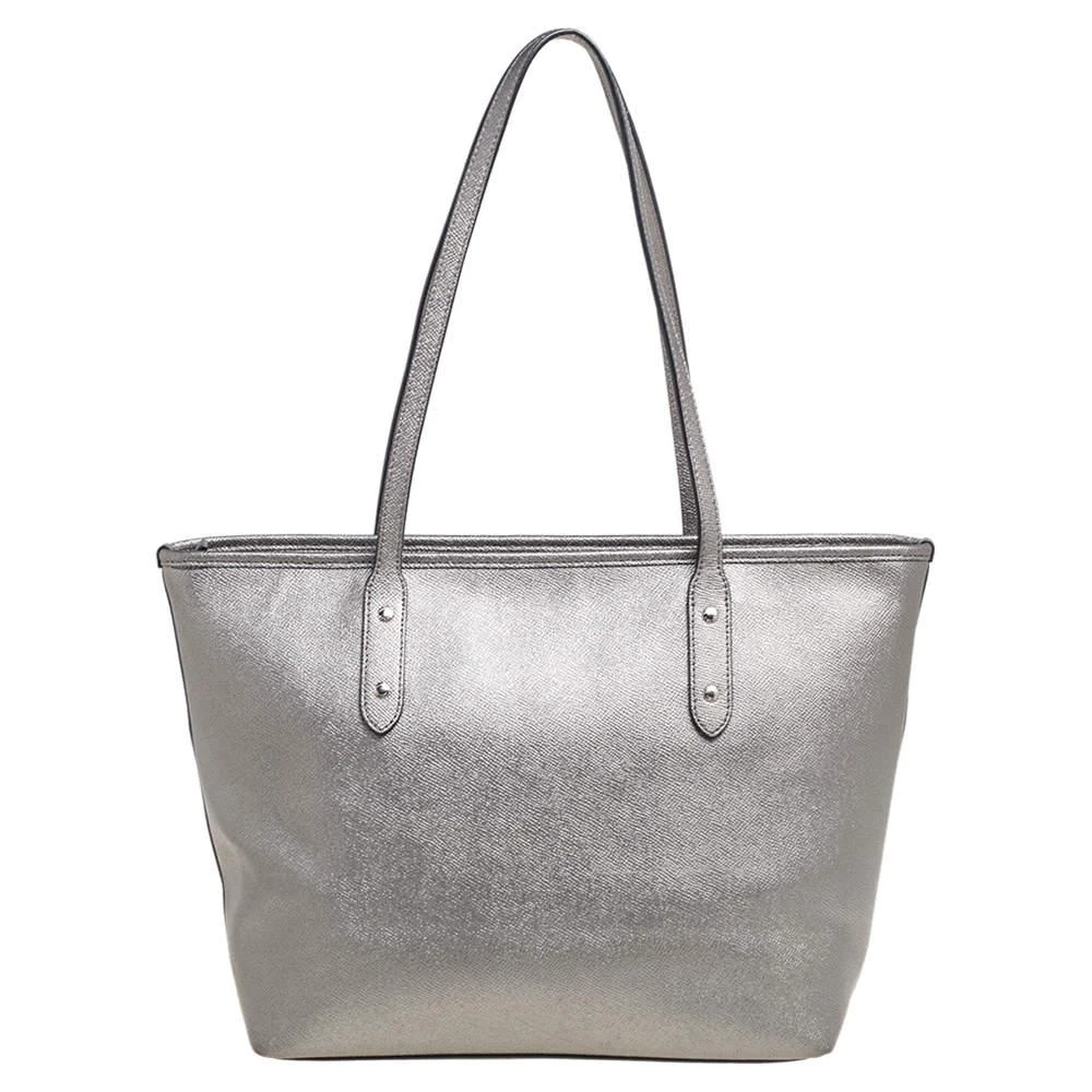商品[二手商品] Coach|Coach Metallic Grey Leather City Zip Tote,价格¥944,第4张图片详细描述