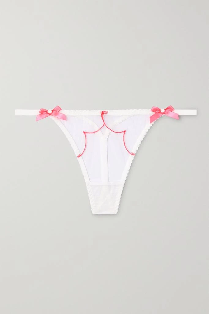商品L'Agent by Agent Provocateur|Lorna 蝴蝶结缀饰刺绣绢网丁字裤,价格¥154,第1张图片