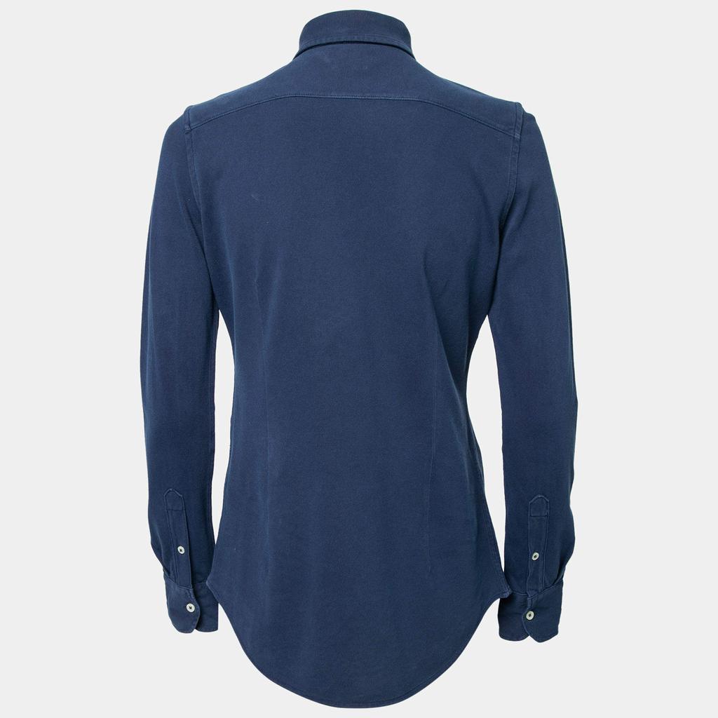 商品[二手商品] Ralph Lauren|Ralph Lauren Navy Blue Knit Oxford Long Sleeve Polo Shirt S,价格¥956,第4张图片详细描述
