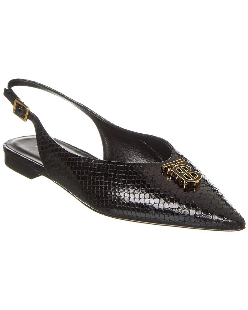 商品Burberry|Burberry Monogram Motif Snake-Embossed Leather Slingback Flat,价格¥3846,第1张图片