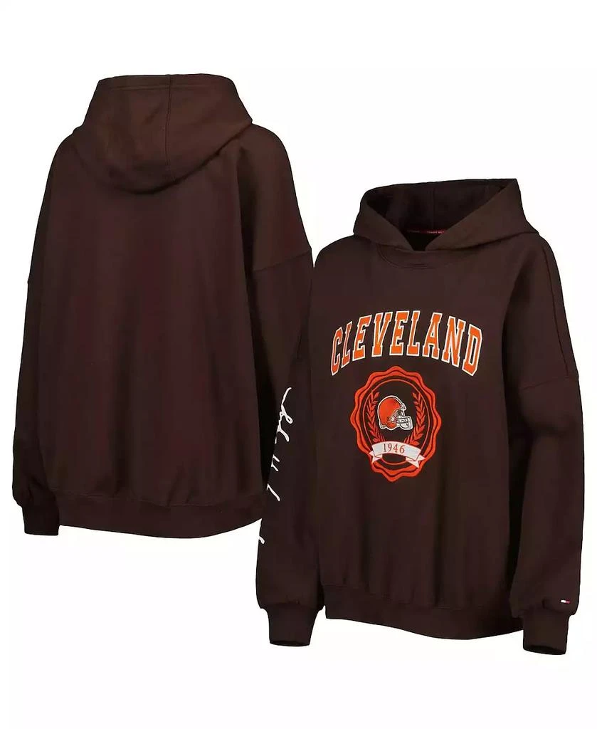 商品Tommy Hilfiger|Women's Brown Cleveland Browns Becca Drop Shoulder Pullover Hoodie,价格¥501,第1张图片