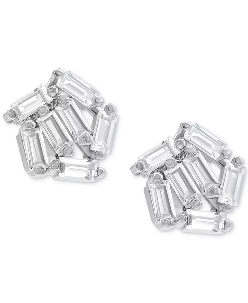 商品ADORNIA|Rhodium-Plated Rectangle Crystal Cluster Stud Earrings,价格¥120,第1张图片