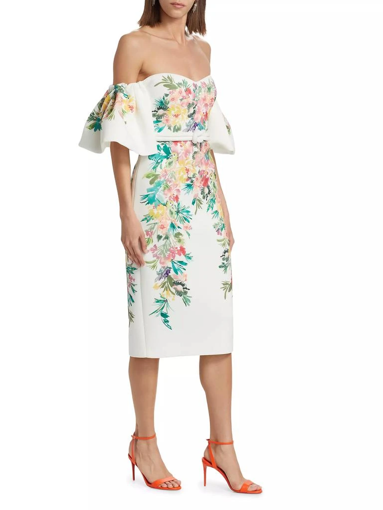 商品Badgley Mischka|Floral Scuba Off-The-Shoulder Cocktail Dress,价格¥1979,第3张图片详细描述