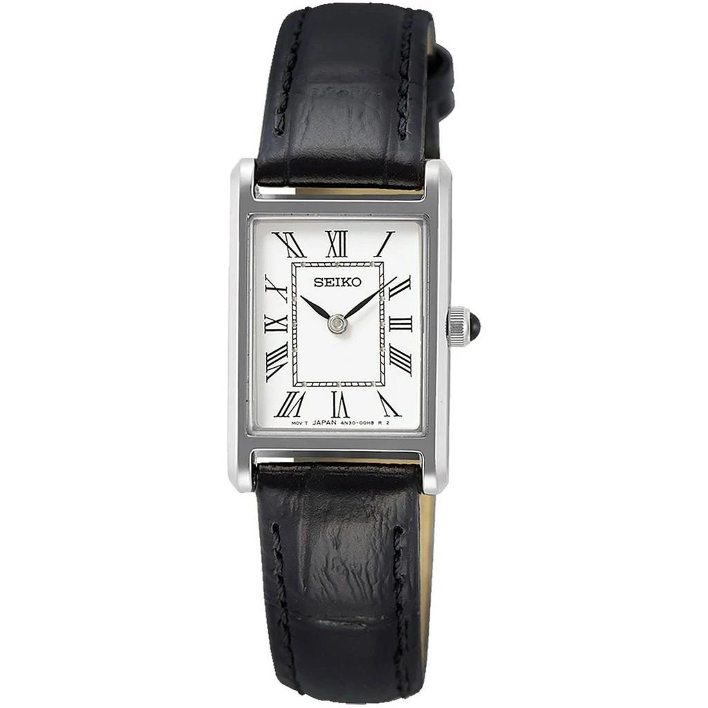 商品Seiko|Seiko Women's Watch - Essentials Silver Tone Case Black Leather Strap | SWR053P1,价格¥853,第1张图片