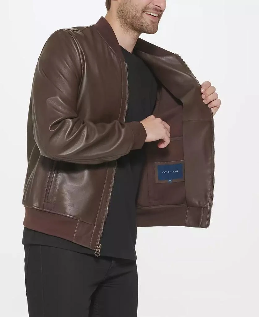 商品Cole Haan|Men's Bonded Leather Varsity Jacket,价格¥2087,第2张图片详细描述