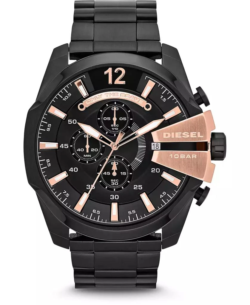 商品Diesel|Men's Chronograph Mega Chief Black Stainless Steel Bracelet Watch 51x59mm,价格¥1538,第1张图片