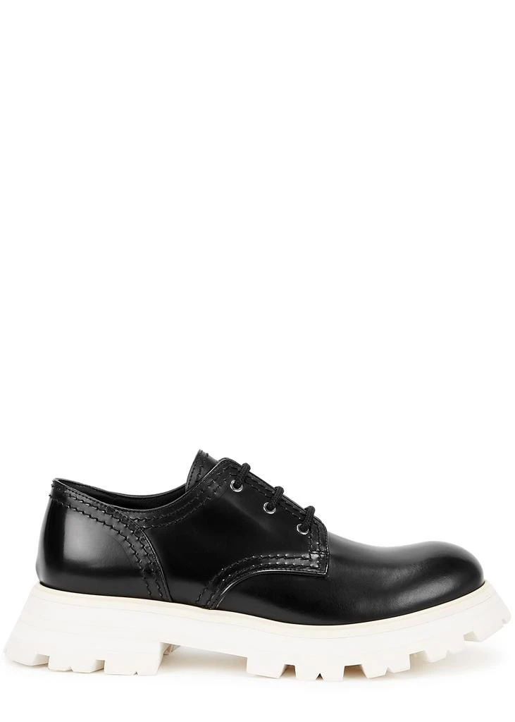 商品Alexander McQueen|Black leather platform Derby shoes,价格¥3879,第1张图片