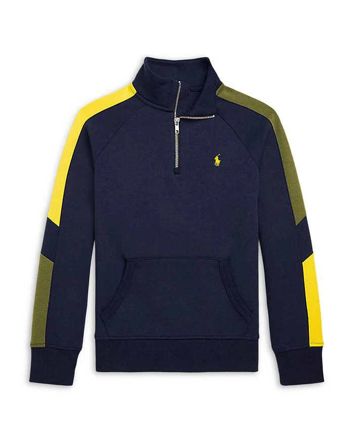 商品Ralph Lauren|Boys' Double Knit Quarter Zip Sweatshirt - Big Kid,价格¥393,第1张图片