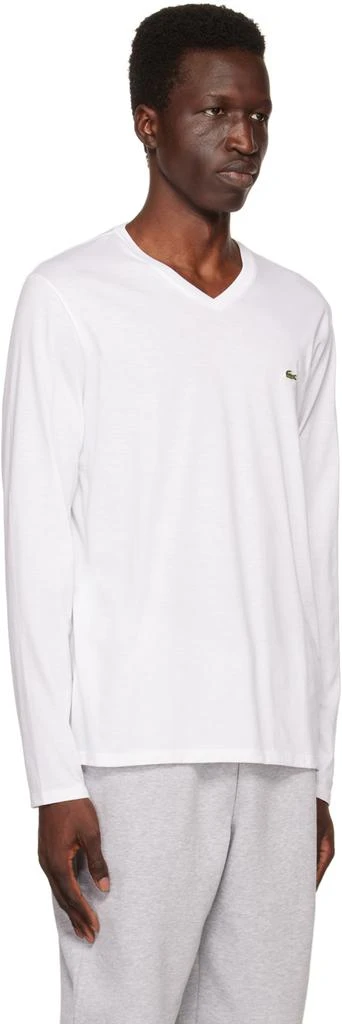 商品Lacoste|White V-Neck Long Sleeve T-Shirt,价格¥293,第2张图片详细描述