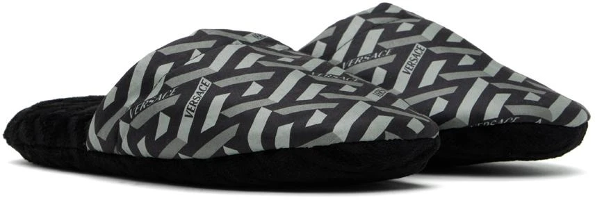 商品Versace|Black 'La Greca' Slippers,价格¥636,第4张图片详细描述