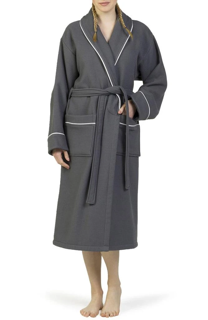 商品Linum Home Textiles|Hotel Collection Satin Piped Trim Waffle Terry Bathrobe,价格¥648,第1张图片