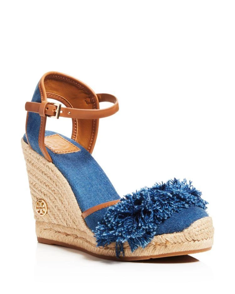 商品Tory Burch|Women's Shaw Denim Espadrille Wedge Sandals,价格¥936,第1张图片