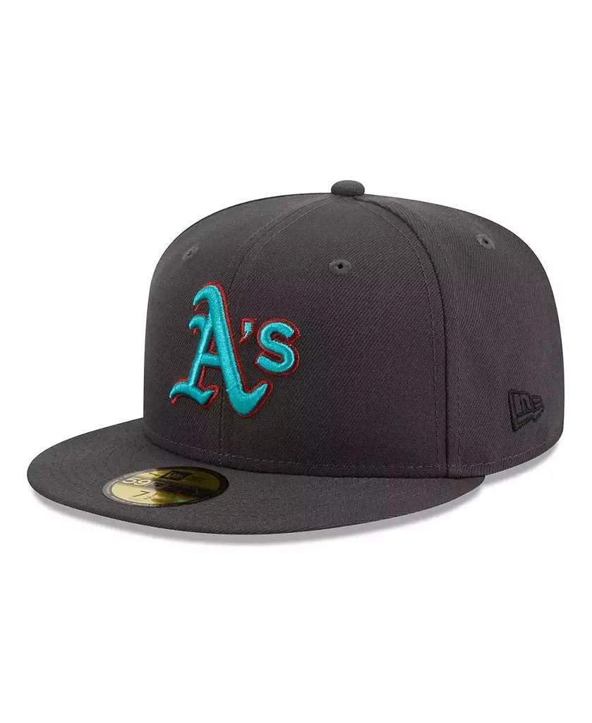 商品New Era|Men's Graphite Oakland Athletics Print Undervisor 59FIFTY Fitted Hat,价格¥344,第3张图片详细描述