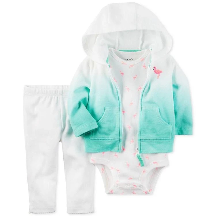 商品Carter's|3-Pc. Ombré Flamingo Hoodie, Bodysuit & Leggings Set, Baby Girls (0-24 months),价格¥112,第1张图片