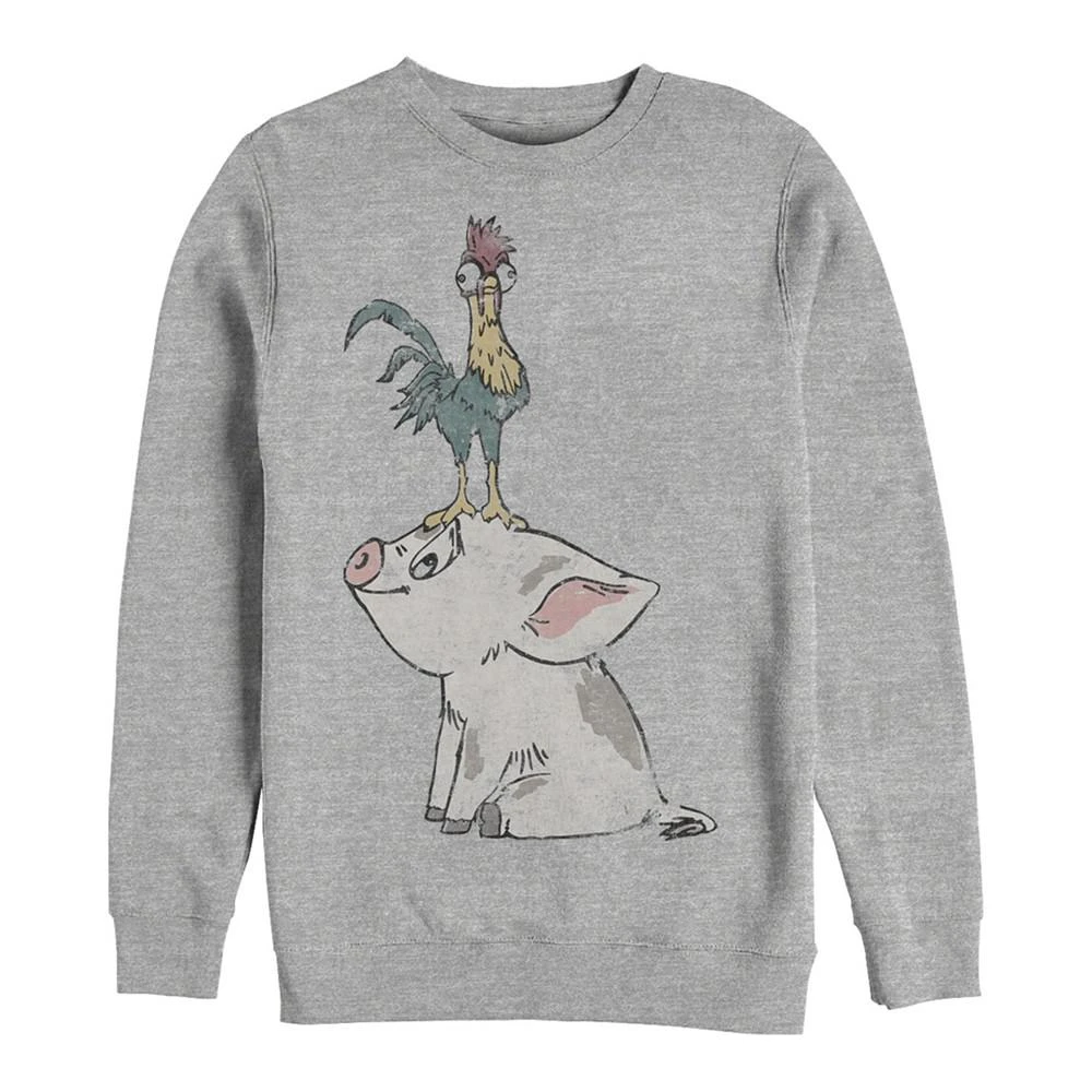 商品Disney|Disney Men's Moana Hei Hei on Top of Pigs Head, Crewneck Fleece,价格¥339,第1张图片