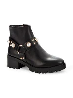 商品Karl Lagerfeld Paris|Pixie Embellished Moto Booties,价格¥372,第4张图片详细描述