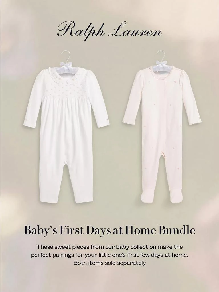 商品Ralph Lauren|Baby Girl's Smocked Organic Cotton Onesie,价格¥931,第4张图片详细描述