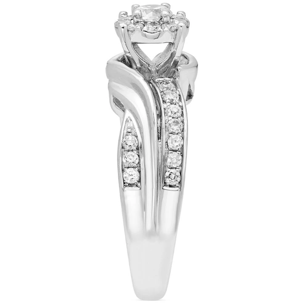 商品Macy's|Diamond Halo Twist Engagement Ring (1/2 ct. t.w.) in 14k White Gold,价格¥8526,第4张图片详细描述