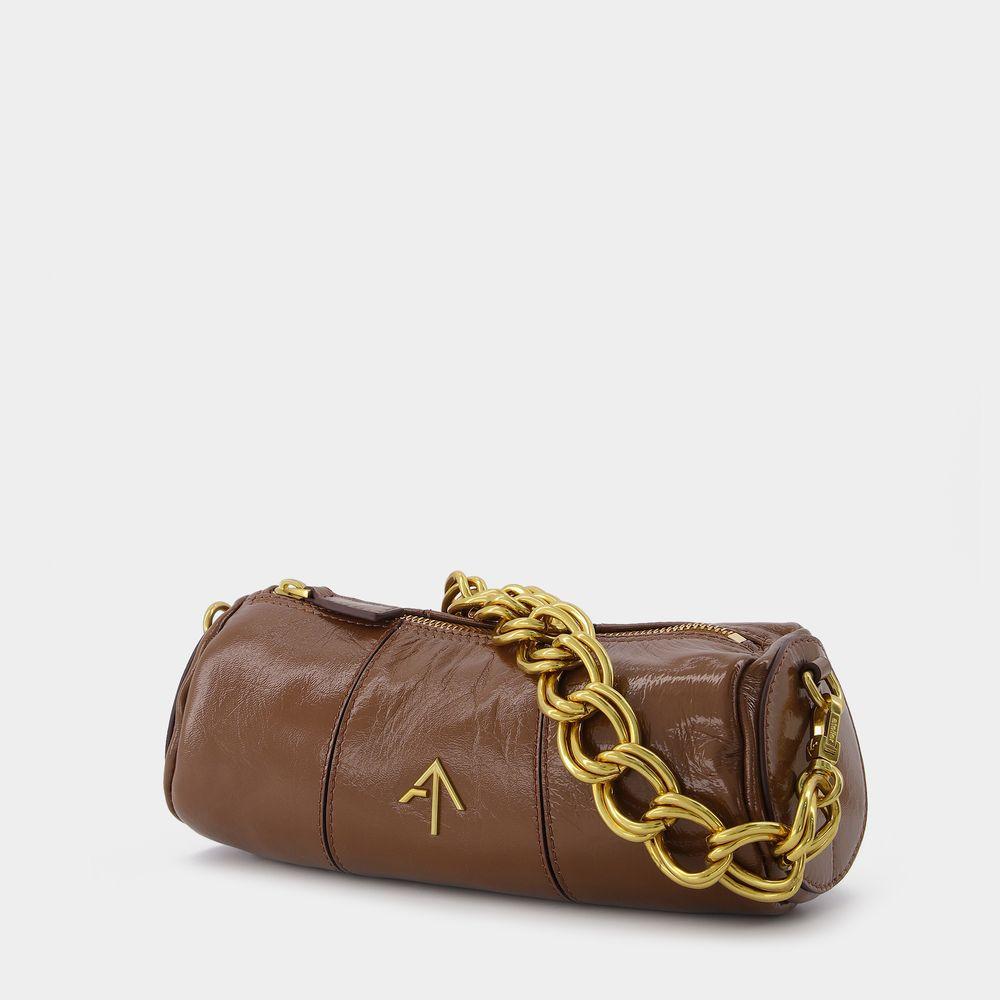 Mini Cylinder Bag in Brown Leather商品第2张图片规格展示