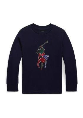 商品Ralph Lauren|Lauren Childrenswear Boys 2 7 Plaid Big Pony Jersey Long Sleeve T Shirt,价格¥113,第1张图片