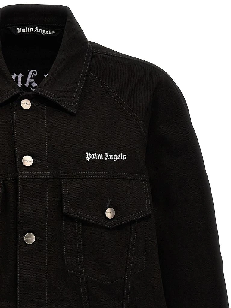 商品Palm Angels|Logo Embroidery Denim Jacket Coats, Trench Coats Black,价格¥2821,第3张图片详细描述