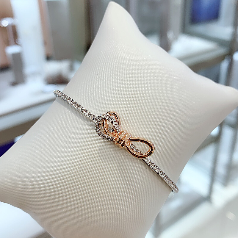 施华洛世奇手镯SWAROVSKI 女士Lifelong Bow系列银色金银蝴蝶结手镯节日礼物送女友 5447079商品第3张图片规格展示