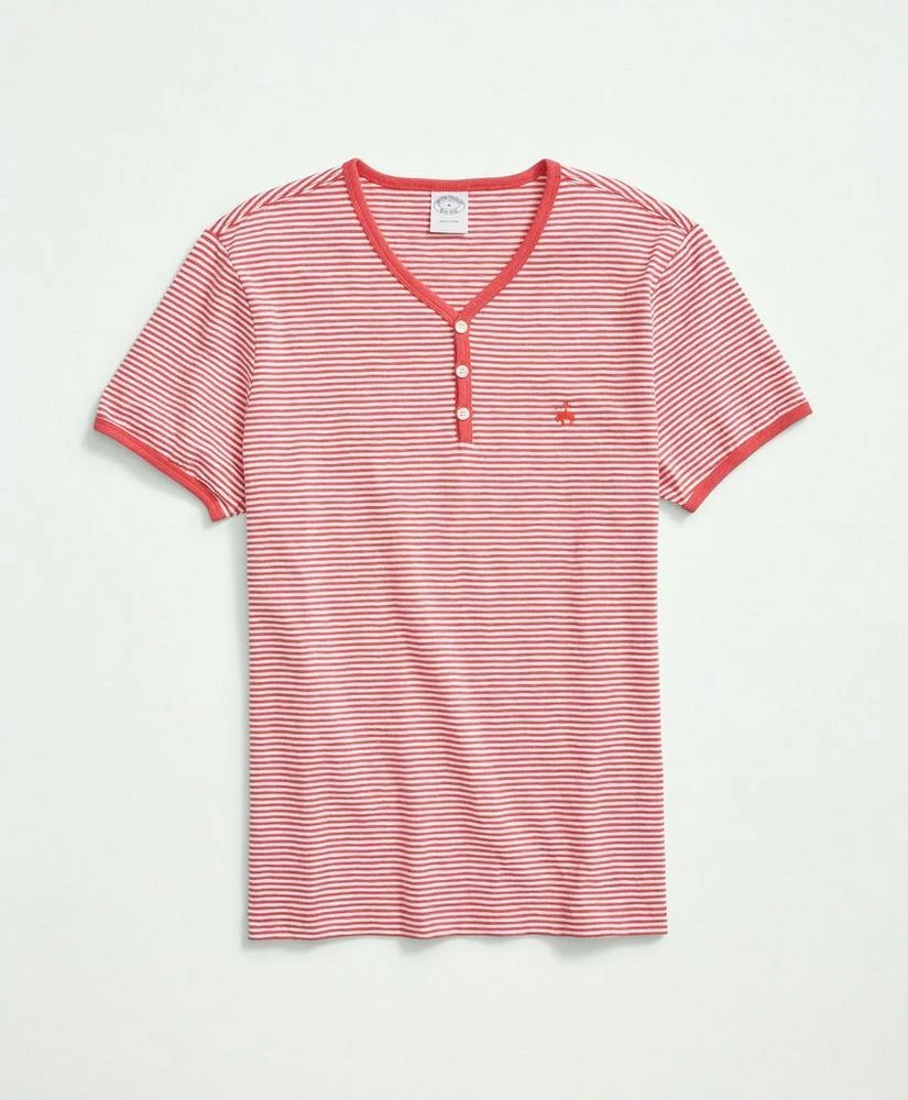 商品Brooks Brothers|Short-Sleeve Striped Slub Cotton Henley,价格¥233,第1张图片