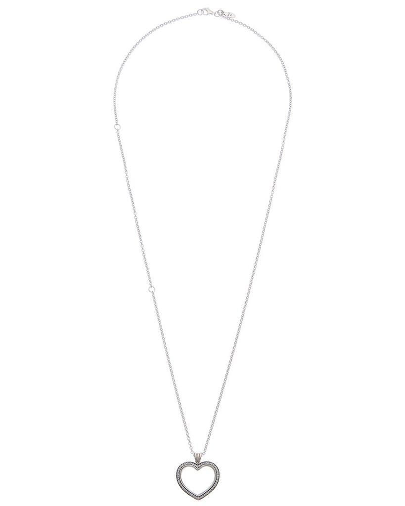 商品PANDORA|Pandora Silver CZ Heart Floating Locket Necklace,价格¥674,第4张图片详细描述
