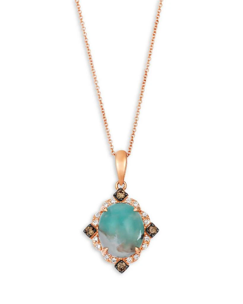 商品Bloomingdale's|Aquaprase & White and Brown Diamond Halo Pendant Necklace in 14K Rose Gold, 20",价格¥9749,第1张图片