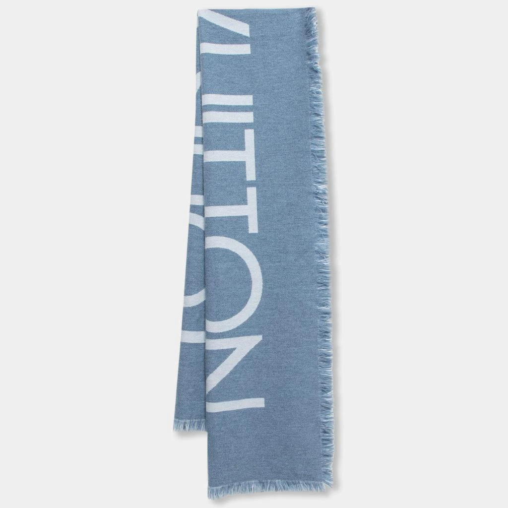 商品[二手商品] Louis Vuitton|Louis Vuitton Blue Intarsia Wool & Cashmere Knit Fringed Muffler ,价格¥3457,第1张图片