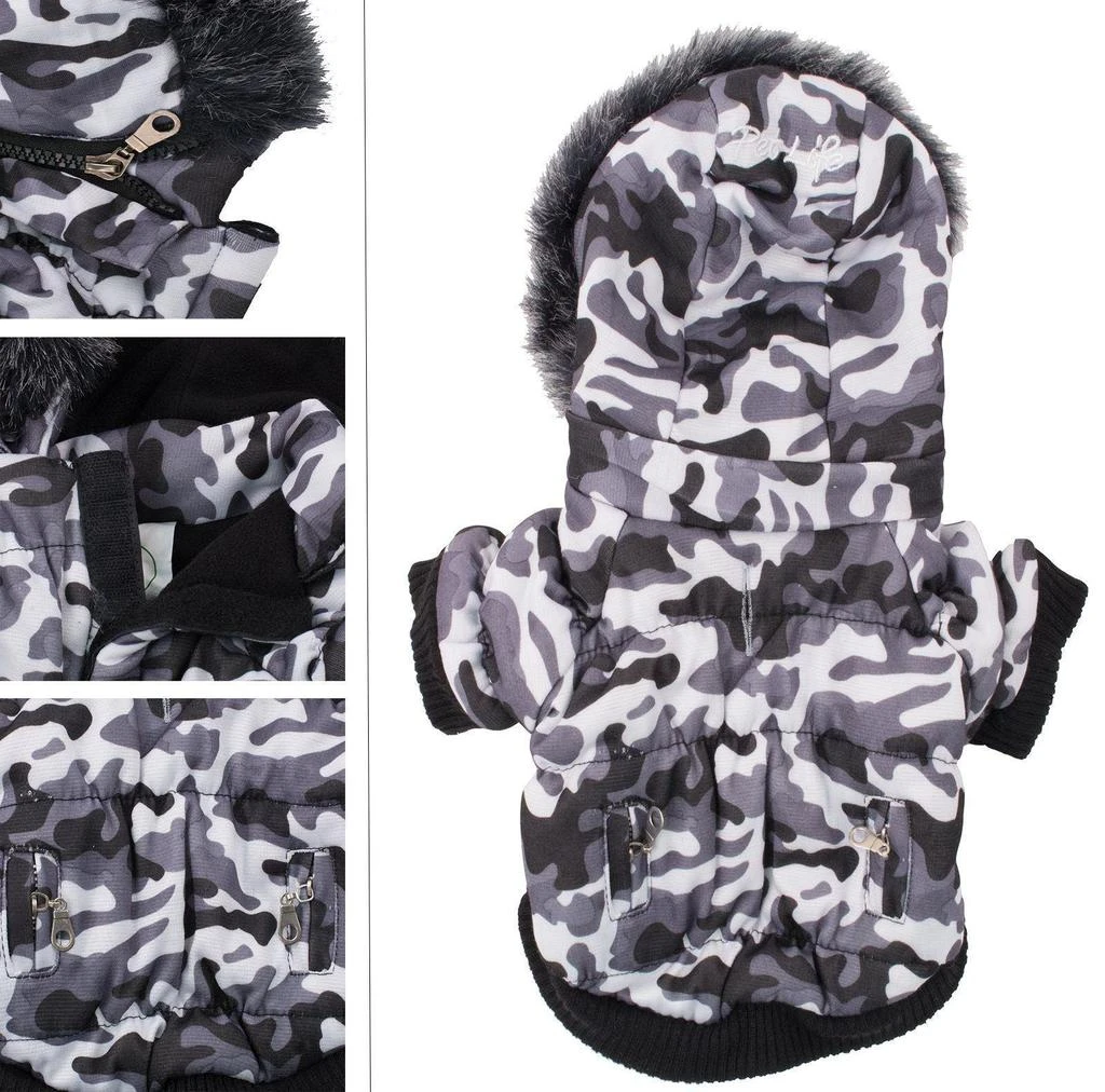 商品Pet Life|Classic Metallic Fashion 3M Insulated Dog Coat Parka  w/ Removable Hood,价格¥252,第1张图片