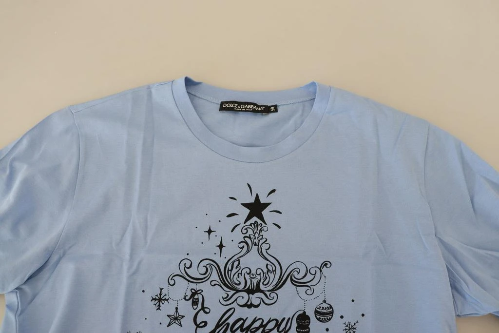 商品Dolce & Gabbana|Dolce & Gabbana Light Blue Happy New Year 2017 Cotton T-shirt,价格¥2505,第4张图片详细描述