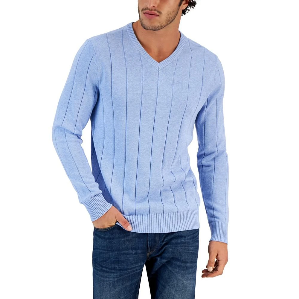 商品Club Room|Men's Drop-Needle V-Neck Cotton Sweater, Created for Macy's,价格¥148,第1张图片