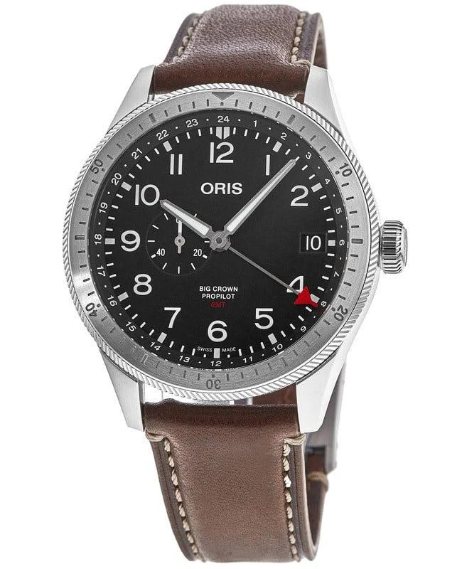 商品Oris|Oris Big Crown ProPilot Timer GMT Black Dial Brown Leather Strap Men's Watch 01 748 7756 4064-07 5 22 07LC,价格¥7109,第1张图片