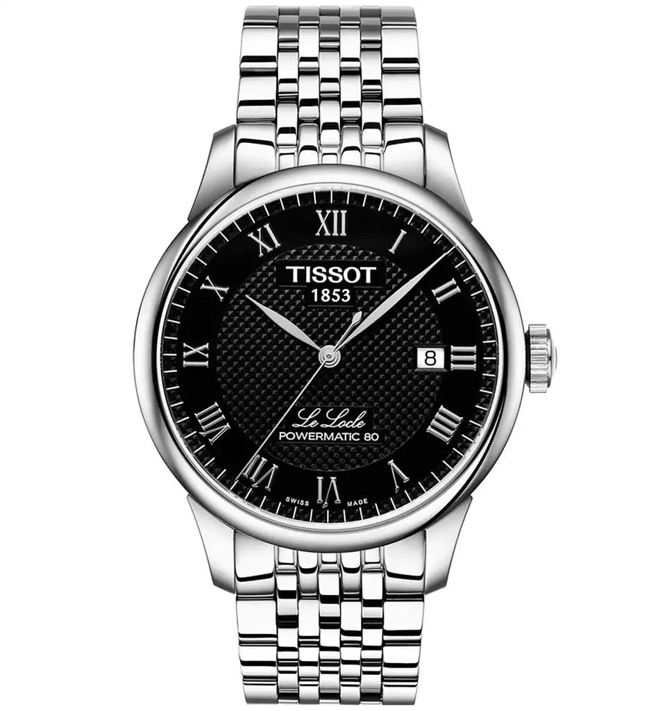 商品Tissot|Men's Swiss T-Classic Le Locle Powermatic 80 Gray Stainless Steel Bracelet Watch 39.3mm,价格¥5045,第1张图片