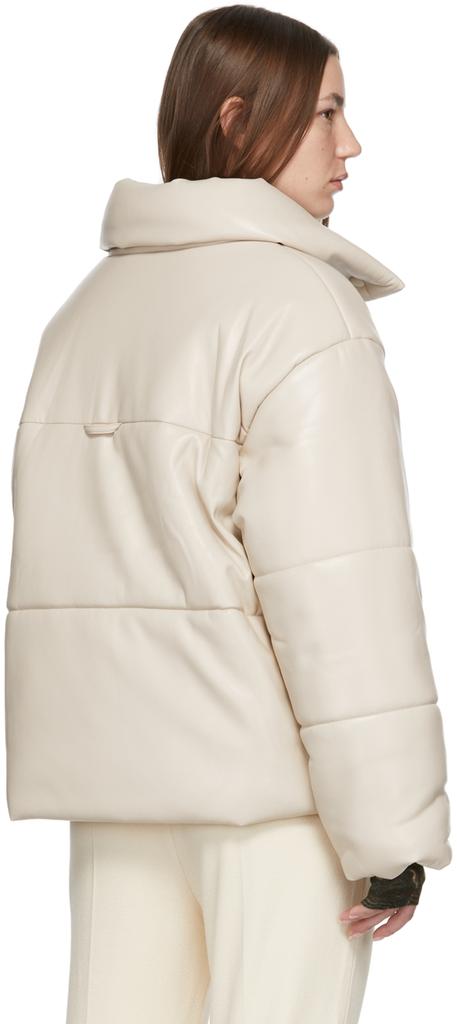 Beige Hide Puffer Vegan Leather Jacket商品第3张图片规格展示