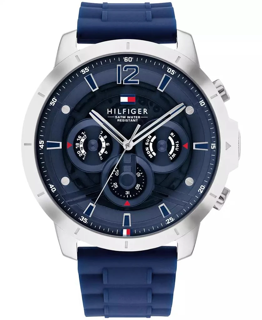 商品Tommy Hilfiger|Men's Navy Silicone Strap Watch 50mm,价格¥824,第1张图片