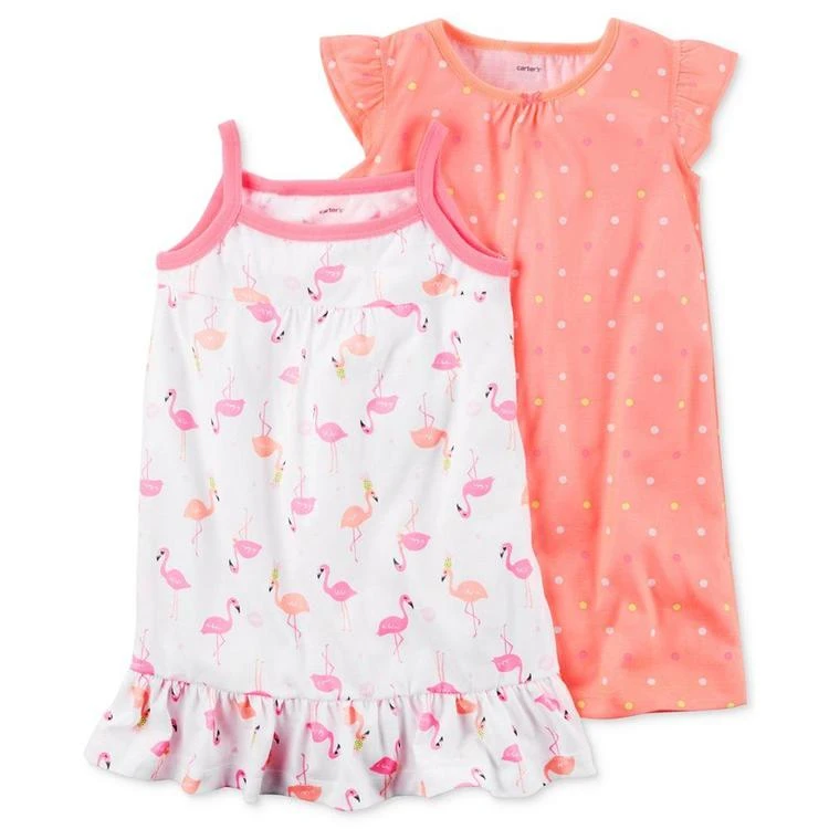 商品Carter's|2-Pk. Flamingos & Dots Nightgowns Set, Little Girls (4-6X) & Big Girls (7-16),价格¥150,第1张图片