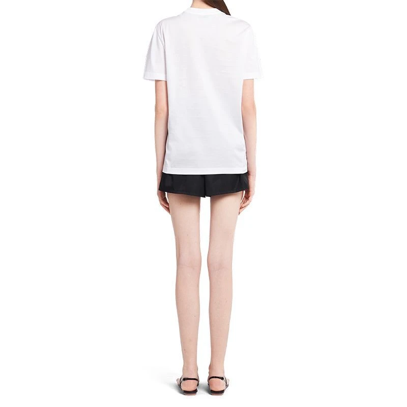 商品Prada|【预售3-7天】PRADA/普拉达  女士白色刺绣平纹针织棉质短袖T恤35838R_10GN_F0009_S_162,价格¥6487,第6张图片详细描述